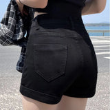 Znbbw High Waist Women Denim Shorts Korean Fashion Streetwear Slim Shorts Y2K Casual Female All Match Summer Shorts New