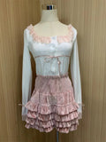 Znbbw Kawaii Lolita Two Piece Set Women Summer Sweet Cute Cake Skirt Suit Female Lace Elegant Blouse + Korean Mini Skirt 2024
