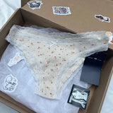 Znbbw Print Lace Bow Panties Women's Soft Cotton Underwear Sweet Patchwork Low Waist Underpants Chic Cute Girls Panties Women