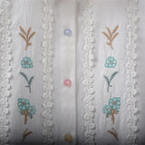 Znbbw Sweet Shirts Embroidery Peter Pan Collar Button Cardigan Blouses Summer Puff Sleeve Tops Preppy Style Girl Clothing