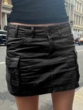 Znbbw Cargo Mini Skirts Women Harajuku Vintage Pocket Casual High Waist Y2k Clothes Cute Summer Short Denim Skirts Chic