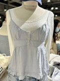 Znbbw Women Vintage Plaid Button Camis Top Cute Preppy Style Sleeveless Lace-up Cotton Tank Tops Female Casual Sweet Summer Vests 2024