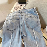 Znbbw Vintage Jeans Raw Edge Stitching High Waist Pockets Lady Pantalones Spring Summer Casual Loose All Match Women Clothes