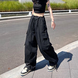 Znbbw Cargo Pants Women Oversized Wide Leg Sweatpants Streetwear High Waist Baggy Joggers Harajuku Hip Hop Casual Sports Trousers