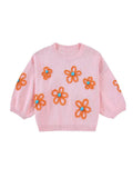 Znbbw Flower Embroidery Cropped Knitted Sweater For Women Chic Short Sleeve O Neck Pullover Jumper 2023 Summer Sweet Tops