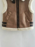 Znbbw TRAF 2023 Winter Women Thick Warm Fleece Faux Leather Jacket Sleeveless Waistcoat Coat Ladies Biker Vest Outwear Tops