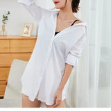 Znbbw Spring Women White Shirt Casual Korean All Match Female Midi Shirts Elegant Fashion Office Ladies Loose Shirts New