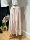 Znbbw Lace-up White Long Skirts Women Summer Cotton Drawstring High Waist A-line Skirt Female Sweet Simple Loose Faldas Y2k