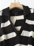 Znbbw TRAF - Sleeveless Top Sweet Striped Vest Sweater Women OuterWear Loose Women Clothing Pullover Vest