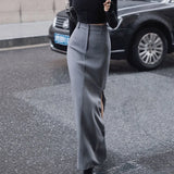 Znbbw Slit Midi Skirt Women Streetwear High Waist Black Suit Skirts Office Lady Korean Fashion Slim Pencil Skirt Spring Summer