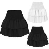 Znbbw Womens Sexy White High Waist Pleated Skirt Ruffles Skirt Fashion Solid Color Womens Leisure Casual Vacation Bohemian Mini Skirt