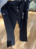 Znbbw Solid Low Rise Flare Pants Autumn Casual Black Cotton Slim Pockets Jeans Women Y2k Streetwear Retro Denim Trousers Chic