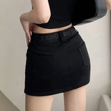 Znbbw Fashion Sexy Mini Skirt Women Korean Letters Embroidery Slim Skirts Y2K High Waist Female Pocket A Line Skirt Summer New