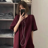 Znbbw 100% Cotton Women Korean T Shirt Fashion Casual Female Loose Summer Tops Preppy Style All Match Student Solid Color Tees