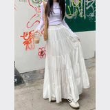 Znbbw High Waist White Mini Skirt Women Fashion Korean Patchwork A-Line Skirts Female Summer Solid Elegant All-Match Long Skirt