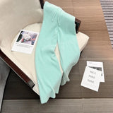 Znbbw wide leg pants for women autumn and winter loose high waist fluffy casual straight leg mink wool pants female tops