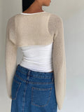 Znbbw Women y2k Crop Shrug Sweaters Fashion Solid Color Long Sleeve Knit Cardigan Open Front Jacket for Dress Streetwear