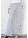 Znbbw Solid Loose Straight Pants Women Autumn Cotton Elastic High Waist Wide Leg Pants Woman Vintage Harajuku Beige Trousers