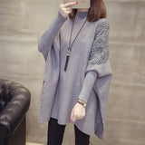 Znbbw Autumn And Winter New Loose Sweater Coat Women's Half-high Collar Pullover Wrap Swing Beading