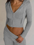 Znbbw Clothes y2k Aesthetic kintted Sweater Women Zip Up Long Sleeve Hooded Tops Preppy Style 90s Fashion Cropped Cardigan Tees