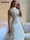 Znbbw Women Fashion Sleeveless Party Club Bodycon White Midi Dress Streetwear 2023 Summer Clothes Wholesale Items For Business