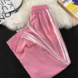 Znbbw Striped Sweatpants Women Y2K High Waist Loose Streetwear Korean Jogging Trousers Bf Fashion All-Match Wide Leg Pants