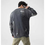 Znbbw Men's Sweater Y2k Vintage Star Fringe Hole-breaking Pullover Loose Knitted Jumper Sweaters Fashion Mens Designer Clothes