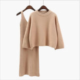 Znbbw Sweater Set Women's Fashion Two-piece Skirt 2024 Spring And Autumn Solid Color Student Pullover