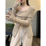 Znbbw Slash Neck Sweater Women Sexy Off Shoulder Knitted Pullovers Y2K Streetwear Slim Knitwear Korean Basic All Match Jumpers