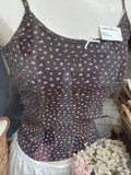 Znbbw Brown Floral Bow Crop Top Women Summer Cotton Sleeveless Hollow Out Vests Clothing American Sweet Slim Tank Tops Y2k