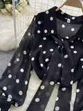 Znbbw Spring Sweet Polka Dot Blouse Western Style Puff Sleeve Age Reduction All-match Chiffon Shirt Tops Female D0353