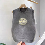 Znbbw round neck knitted vest for women's inner wear, spring 2024 new sweater vest for external wear