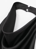 Znbbw TRAF 2023 Spring Autumn Women Solid Blouse Causal Hollow Out Backless Thin Tops Sexy Halter Camis