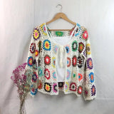 Znbbw crochet sweater jacket 2024 spring and autumn fashion women's loose ethnic style cardigan jacket casual sweater