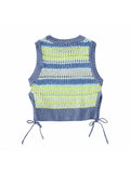 Znbbw TRAF Women 2023 Fashion Hollow Out Frenulum Split Design Knitted Tank Tops Vintage Backless Female Chic Tops