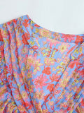 Znbbw TRAF Women Fashion With Ruffled Floral Print Shirts Women Vintage Long Sleeve Loose Female Blouses Chic Tops