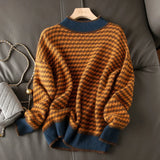 Znbbw half turtleneck loose and thin knitted sweater women 22 autumn long sleeve casual plaid pullover sweater female