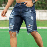 Znbbw Men's Fashion Ripped Jeans Shorts Summer Casual Denim Shorts Mens Pocket Sports Summer Bodybuilding Denim Short Pants Jeans