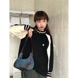 Znbbw Star Knitted Cardigan Women Y2K Patchwork Sweater Coat Vintage Harajuku Oversized Print Knitwear Korean Loose Jumpers