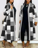 Znbbw Women Printed Long Cardigan full sleeve Trench  OverCoat Lady Casual Loose Open Stitich Coat Female 2023 Autumn Spring Fashion