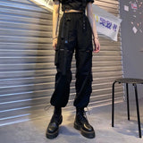 Znbbw Detachable Y2k Pants Casual Loose Solid High Waist Patchwork Hollow Out Pantalones 2024 Draw String Punk Wide Leg Pant