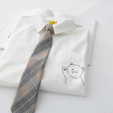 Znbbw Women's Blouse 2023 White Shirt with Tie Short Sleeve Print Summer Top Female Japan Preppy Style JK Uniform Blouses