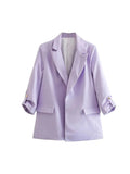 Znbbw TRAF Women Animal Print Zebra Blazer Elegant Chic Fashion Suit Jacket Casual Coat Female Outerwear Outfit Clothing
