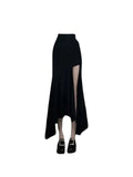 Znbbw High Waist Slim Wrap Hip Black Big Split Fishtail Skirt Women Elegant Fashion Irregular Mid-length Dress Korean Style 2024
