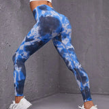 Znbbw 3D Print Tie Dye Sports Pants Women Seamless Leggings High Waist Fitness Push Up Leggings Gym Clothing Workout Tights