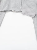 Znbbw TRAF 2023 Women 2 Pieces Sets Pocket Striped Short Shirt Tops + High Waist Unisex Style Long Pants Sets