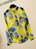 Znbbw summer Women's Chiffon Shirt Tops New Retro Fashion All-match Printed Shirt Blouse Long Sleeve Shirt Women Blouses Y585