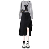 Znbbw and Winter Suit Women's New Lazy Style Loose Knitted Sweater Women's Strap Dress Two-piece Set