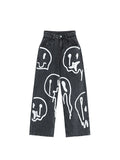 Znbbw New Spring Fashion Ins Street Hip-hop Printing Wash Jeans Loose Casual Denim Wide Leg Pants Tide Woman Long Trousers