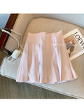znbbw Summer Casual Preppy Style Pink 2 Piece Set Women's Sleeveless Vest Crop Top + Pleated Skirt Two Piece Skirt Set Outfits